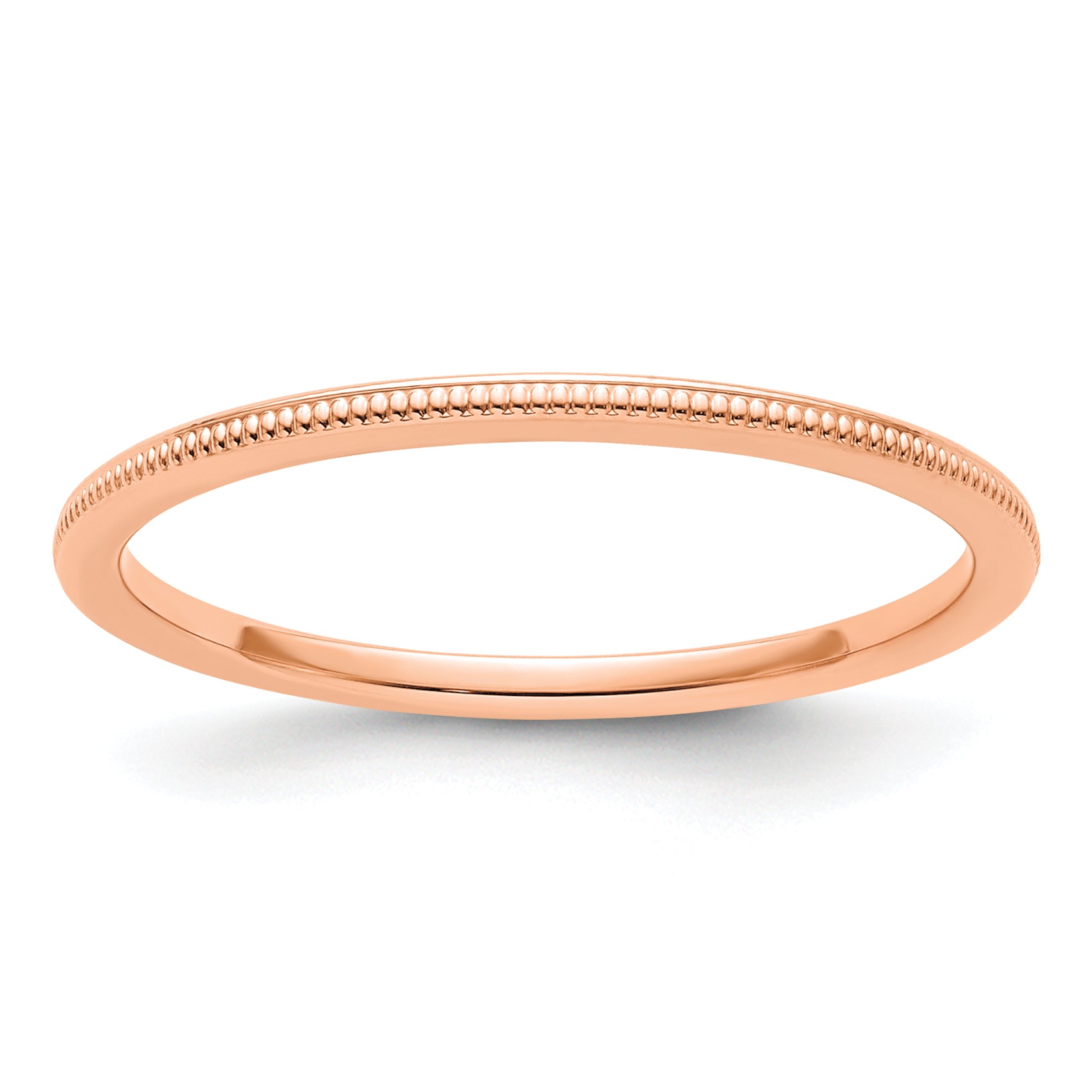 14K Rose Gold 1.2mm Milgrain Stackable Band