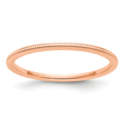 14K Rose Gold 1.2mm Milgrain Stackable Band