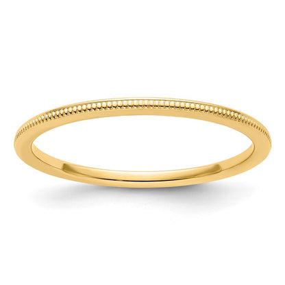 14K Yellow Gold Gold 1.2mm Milgrain Stackable Band