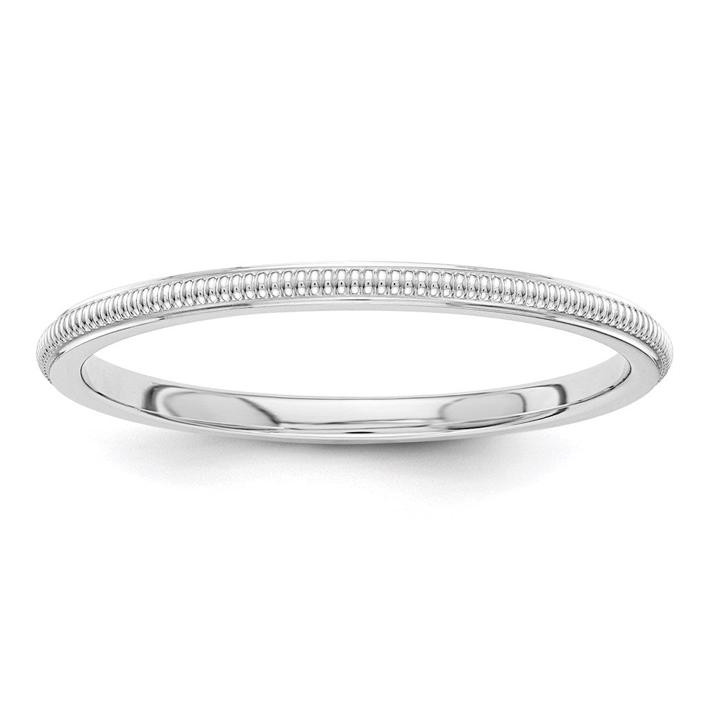 14K White Gold 1.5mm Milgrain Stackable Band