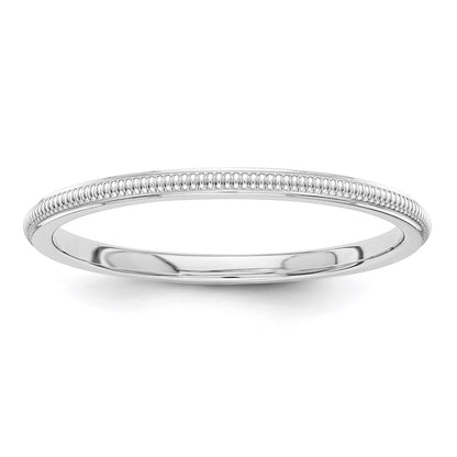 14K White Gold 1.5mm Milgrain Stackable Band