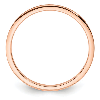 14K Rose Gold 1.2mm Criss Cross Pattern Stackable Band