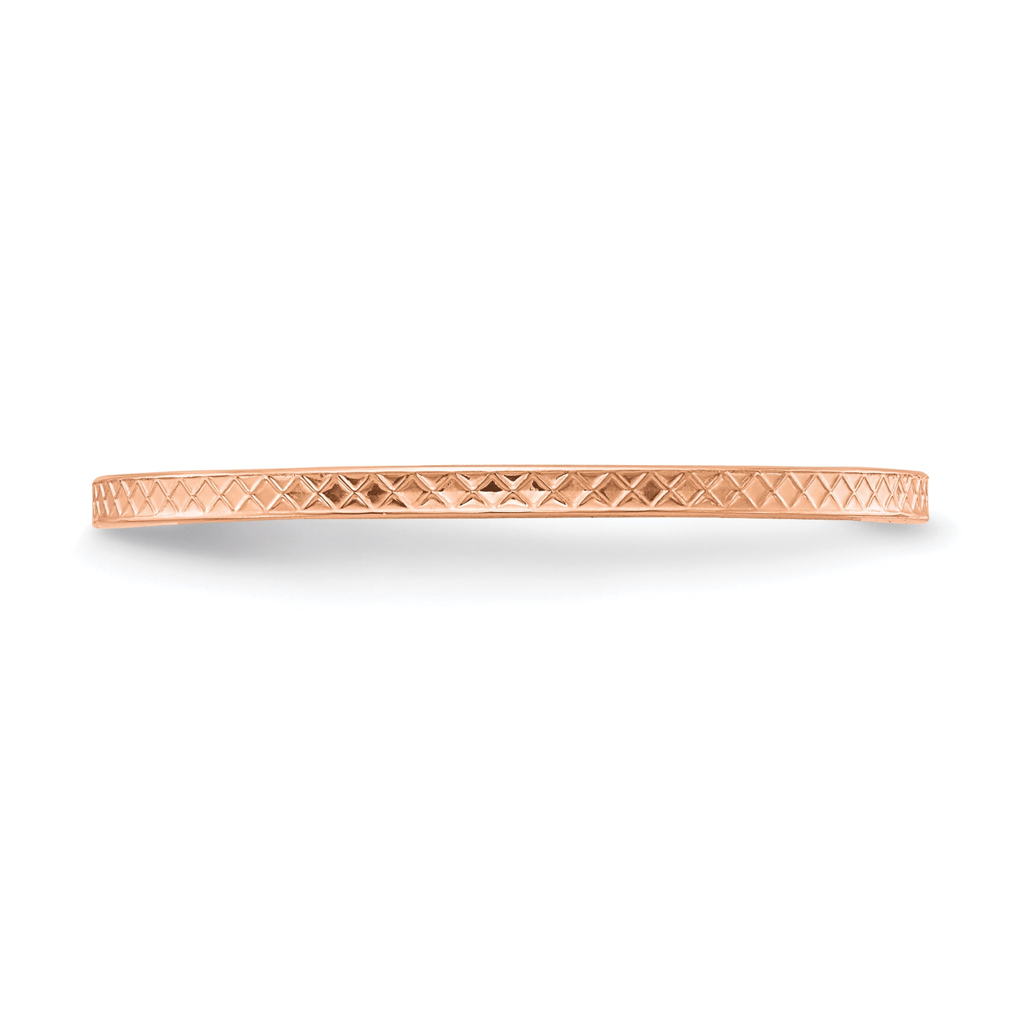 14K Rose Gold 1.2mm Criss Cross Pattern Stackable Band
