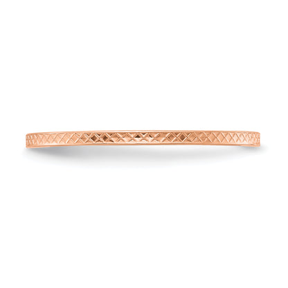 14K Rose Gold 1.2mm Criss Cross Pattern Stackable Band