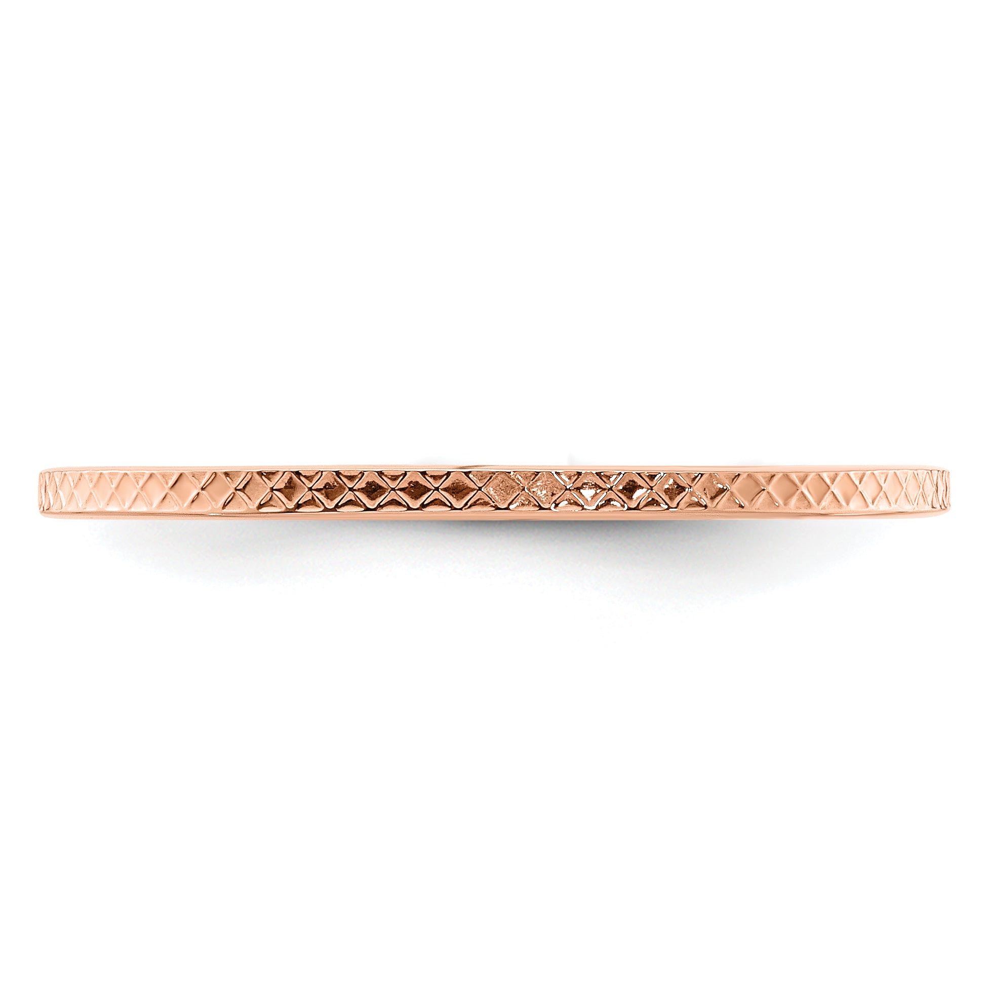 14K Rose Gold 1.2mm Criss Cross Pattern Stackable Band