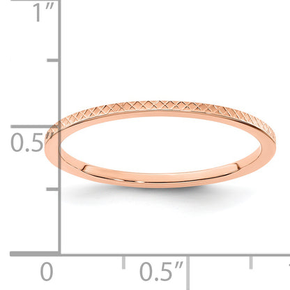 14K Rose Gold 1.2mm Criss Cross Pattern Stackable Band