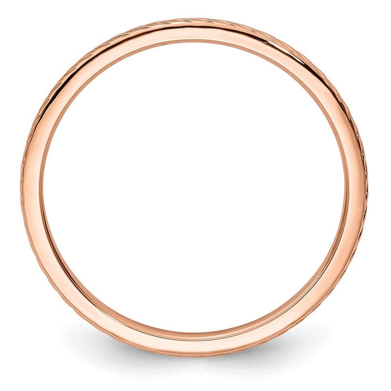 14K Rose Gold 1.2mm Twisted Wire Pattern Stackable Band