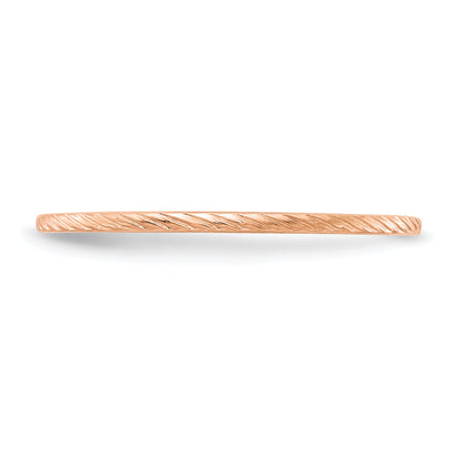 14K Rose Gold 1.2mm Twisted Wire Pattern Stackable Band