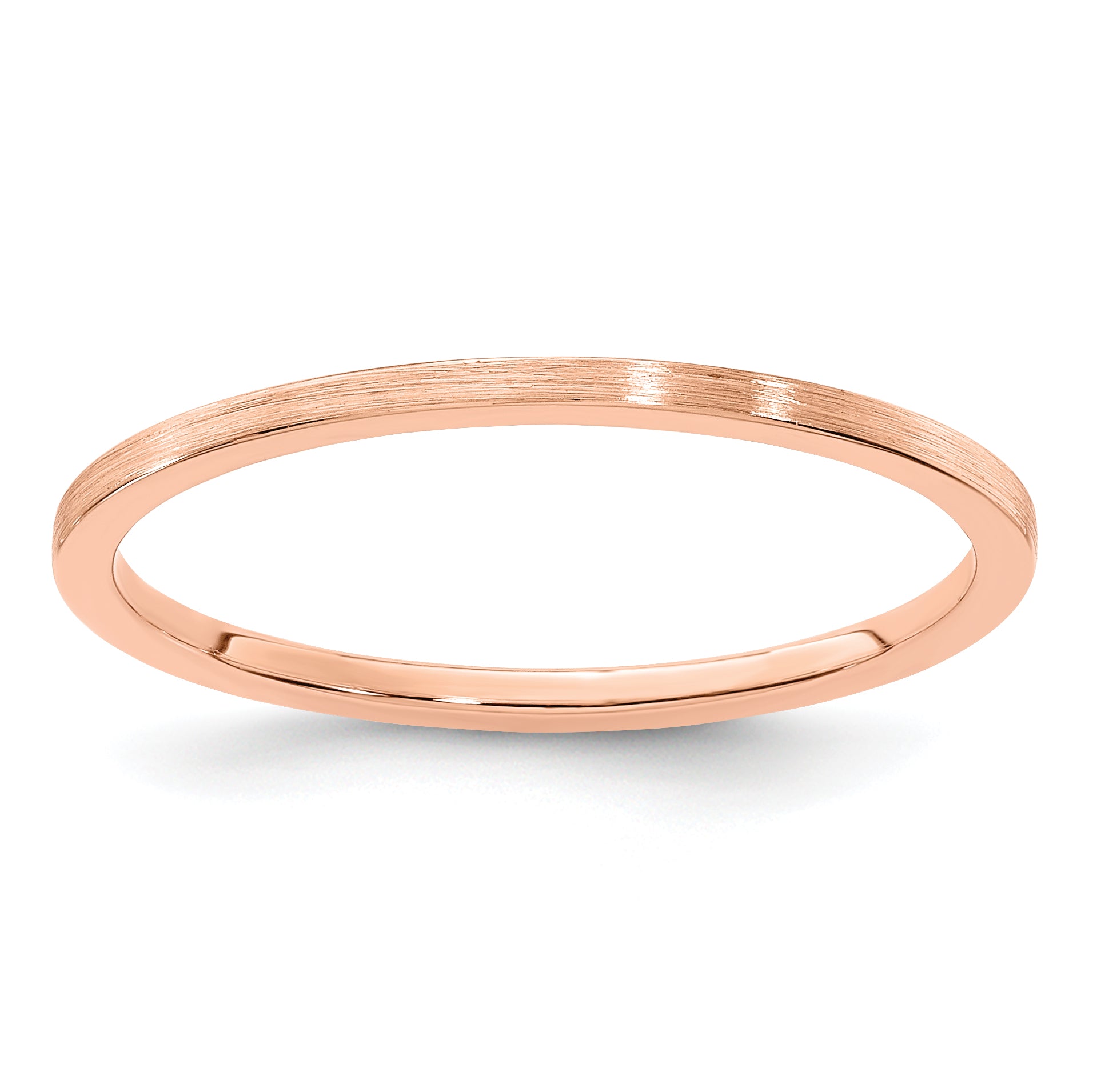 14K Rose Gold 1.2mm Flat Satin Stackable Band
