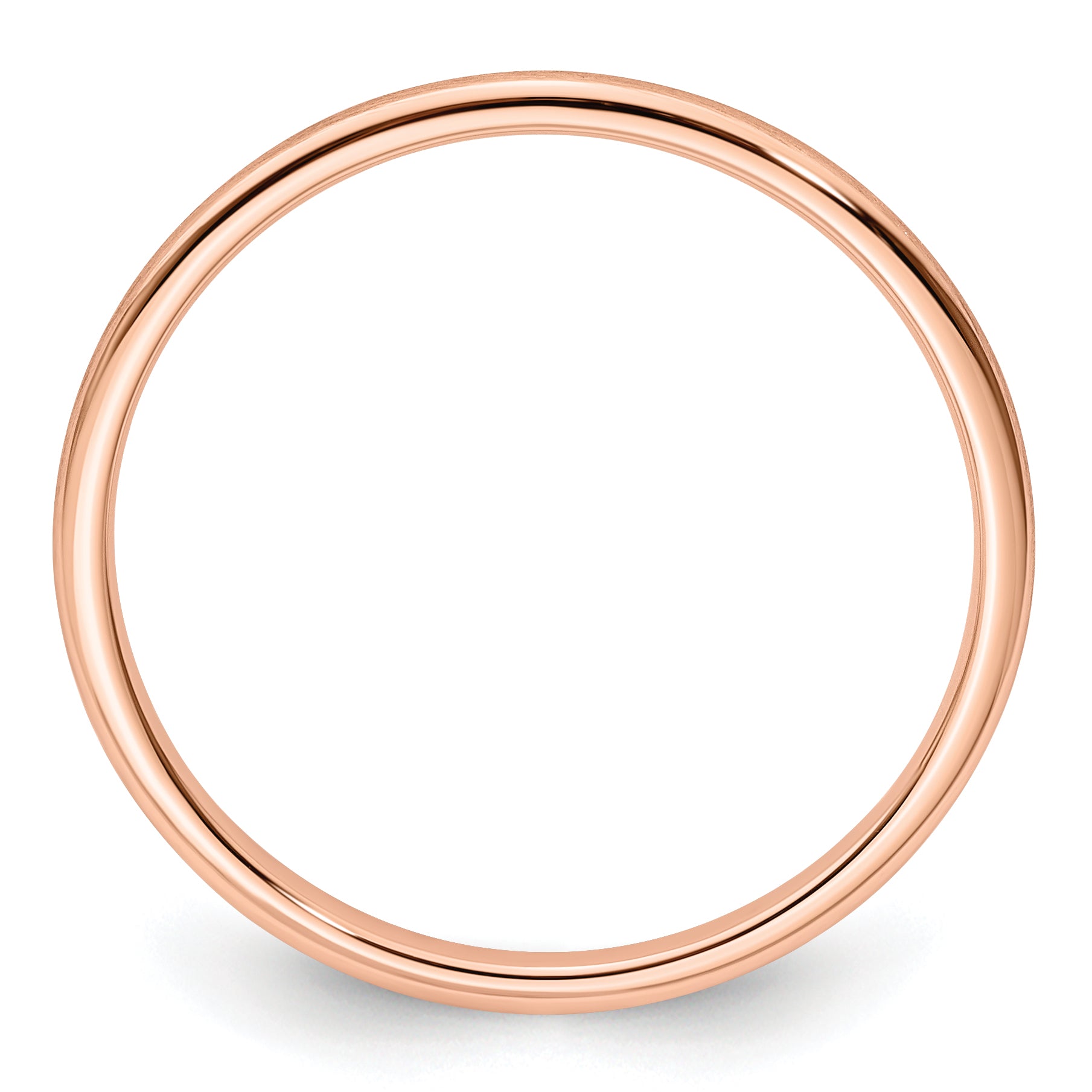 14K Rose Gold 1.2mm Half Round Satin Stackable Band