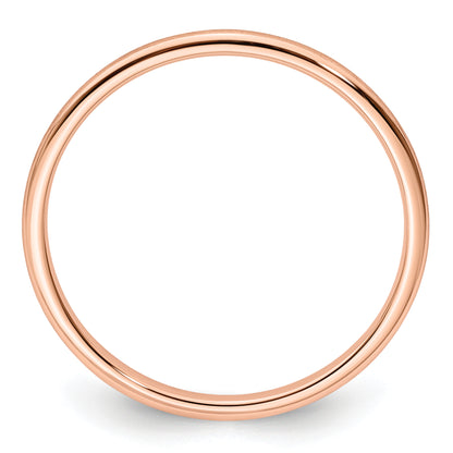 14K Rose Gold 1.2mm Half Round Satin Stackable Band