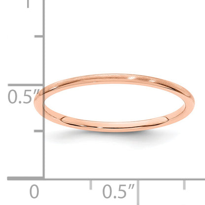 14K Rose Gold 1.2mm Half Round Satin Stackable Band