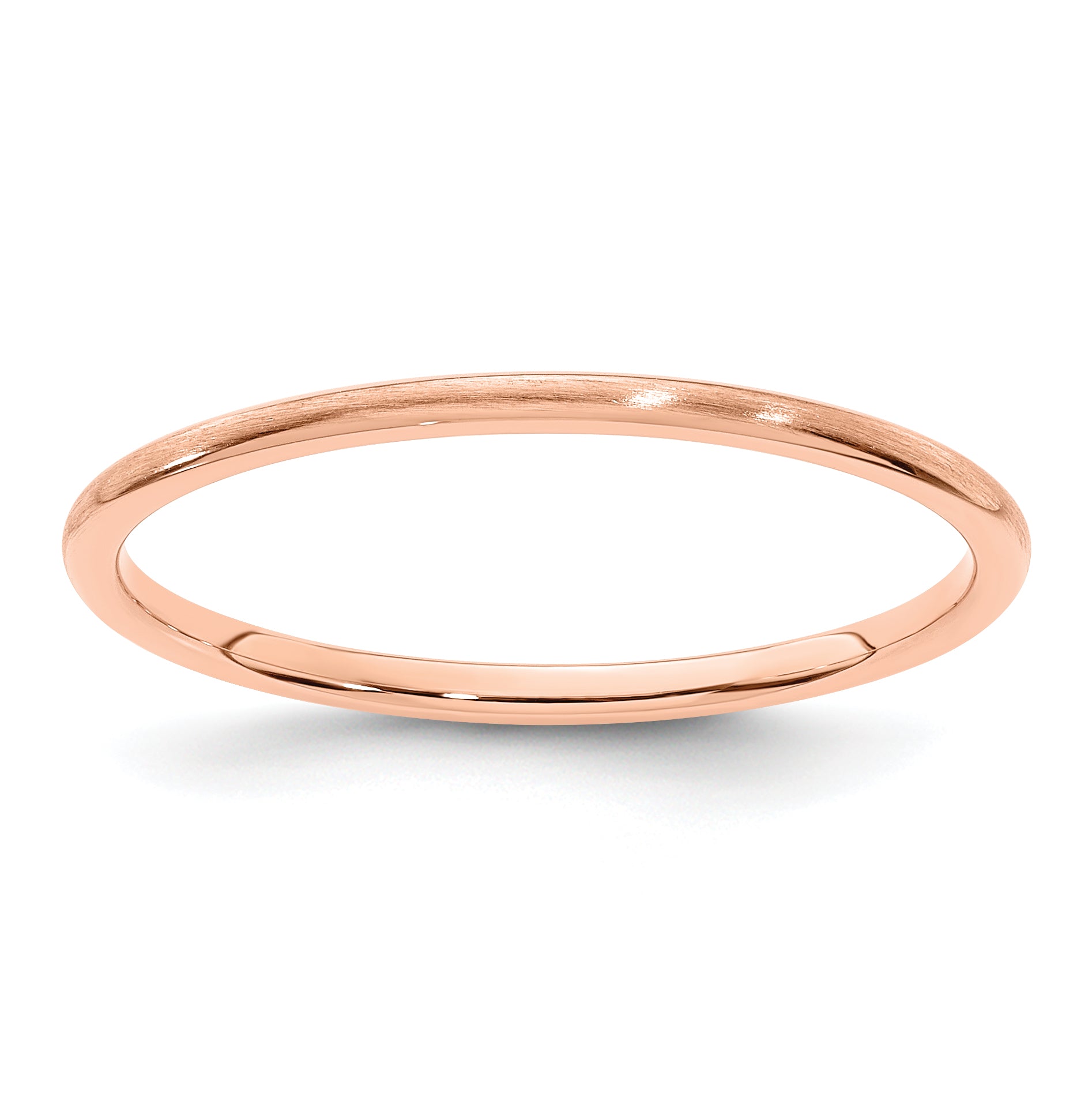 14K Rose Gold 1.2mm Half Round Satin Stackable Band