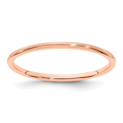 14K Rose Gold 1.2mm Half Round Satin Stackable Band