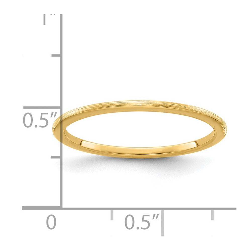 14K Yellow Gold Gold 1.2mm Half Round Satin Stackable Band