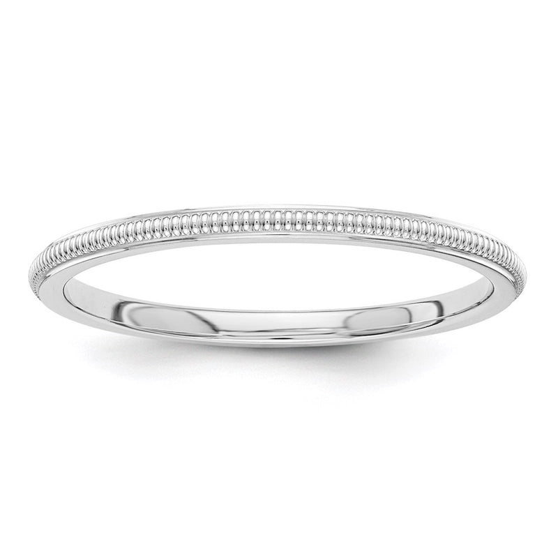 10k White Gold 1.5mm Milgrain Stackable Wedding Band Ring