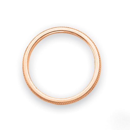 14K Rose Gold 1.5mm Milgrain Stackable Band