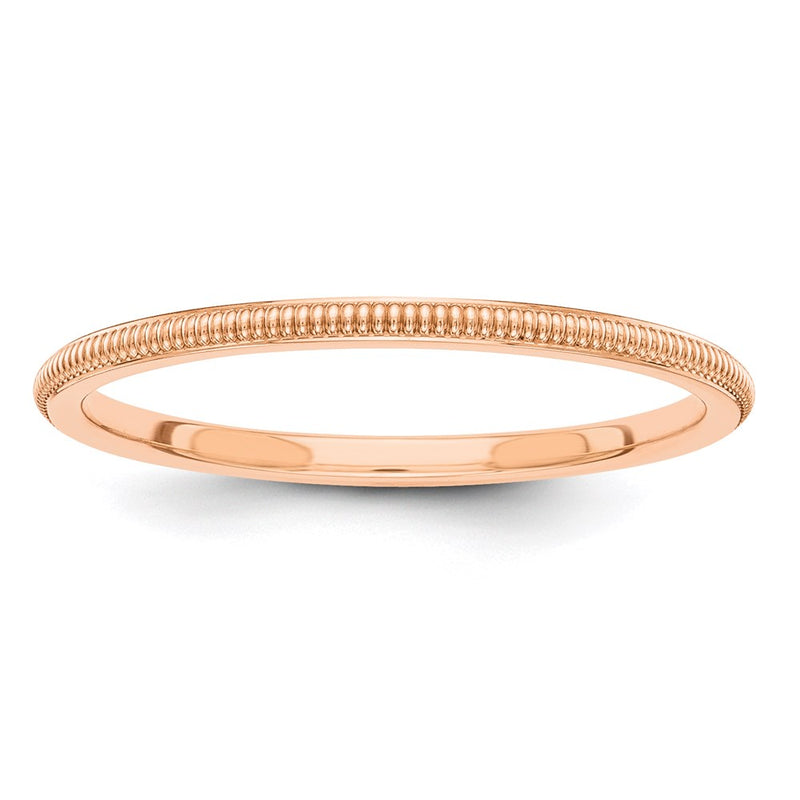 14K Rose Gold 1.5mm Milgrain Stackable Band
