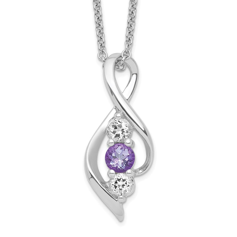 10K White Gold Survivor Collection Clear Purple Swarovski Topaz Legacy Necklace