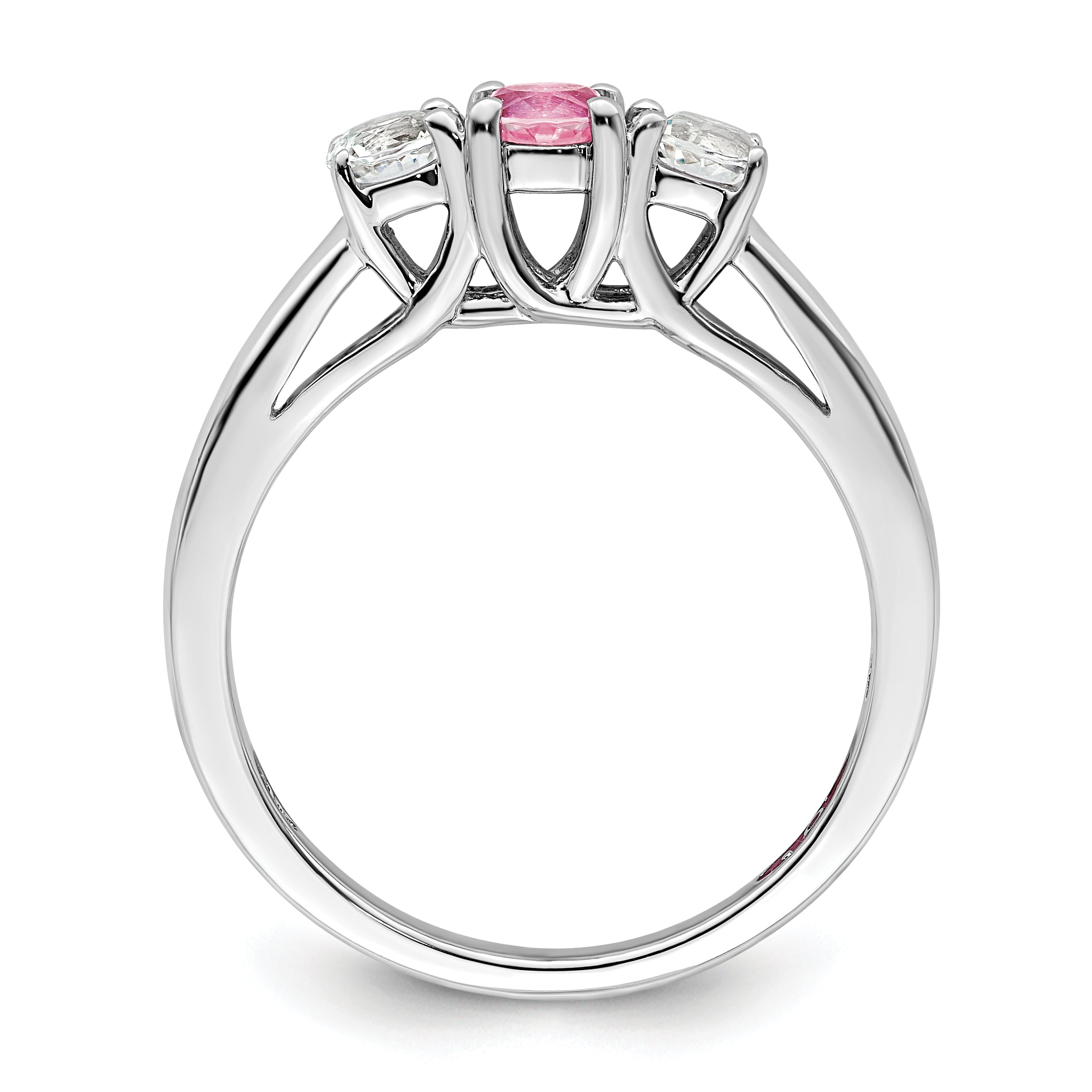 Sterling Silver Survivor Collection Rhodium Plated Clear And Pink Topaz Pamela Ring