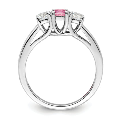 Sterling Silver Survivor Collection Rhodium Plated Clear And Pink Topaz Pamela Ring