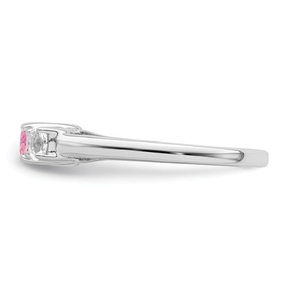 Sterling Silver Survivor Collection Rhodium Plated Clear And Pink Topaz Pamela Ring