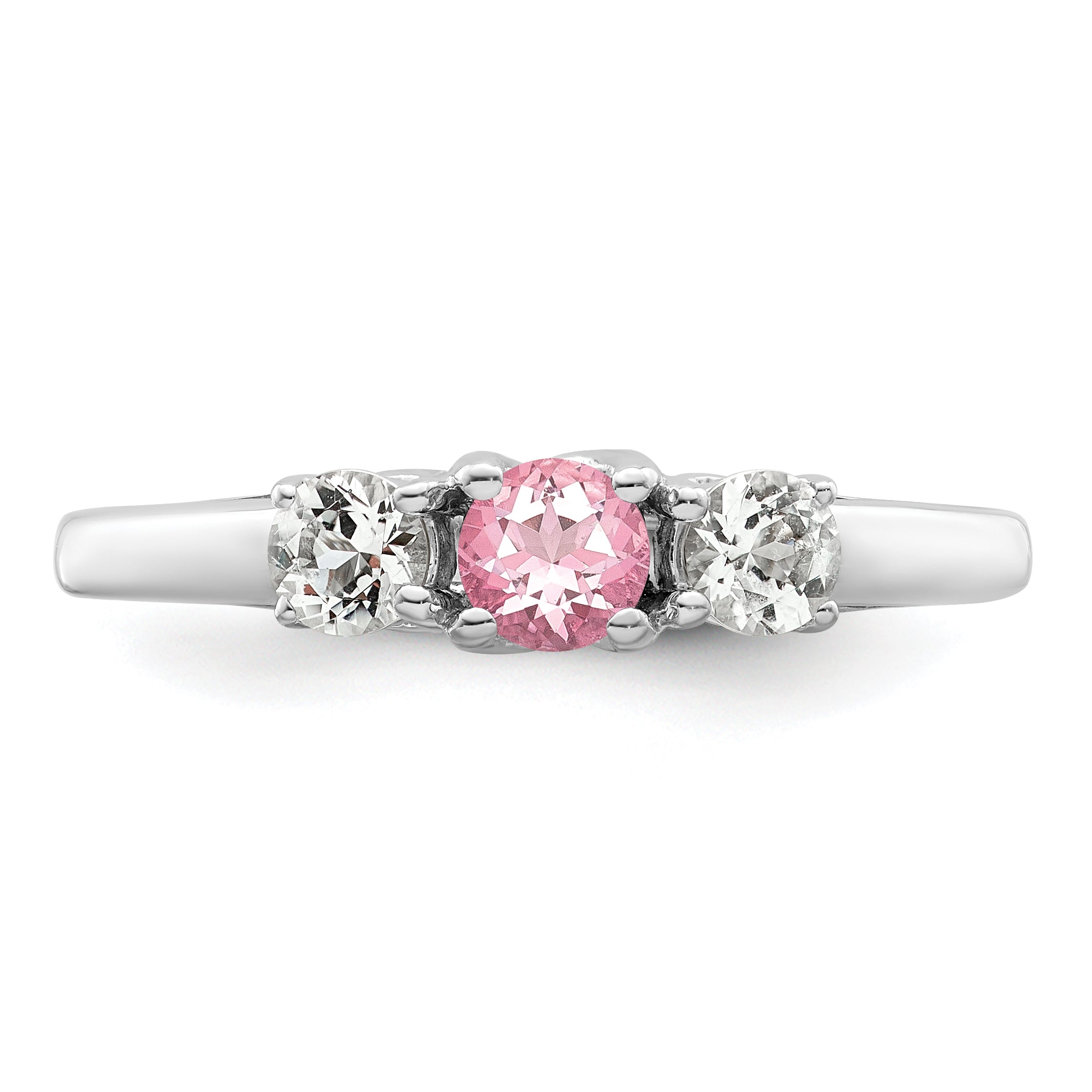 Sterling Silver Survivor Collection Rhodium Plated Clear And Pink Topaz Pamela Ring