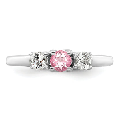 Sterling Silver Survivor Collection Rhodium Plated Clear And Pink Topaz Pamela Ring