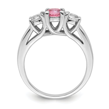 Sterling Silver Survivor Collection Rhodium Plated Clear And Pink Topaz Pamela Ring