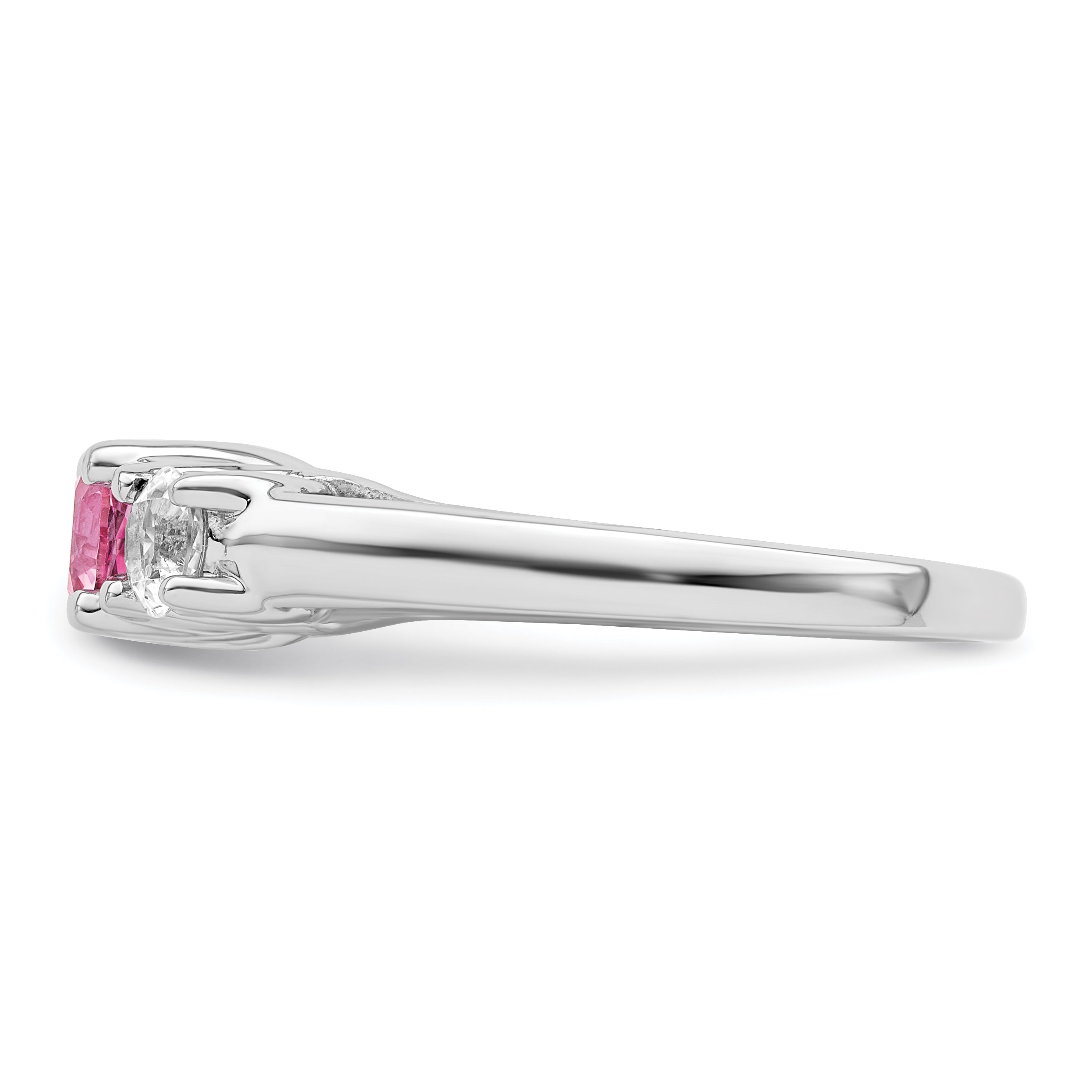 Sterling Silver Survivor Collection Rhodium Plated Clear And Pink Topaz Pamela Ring