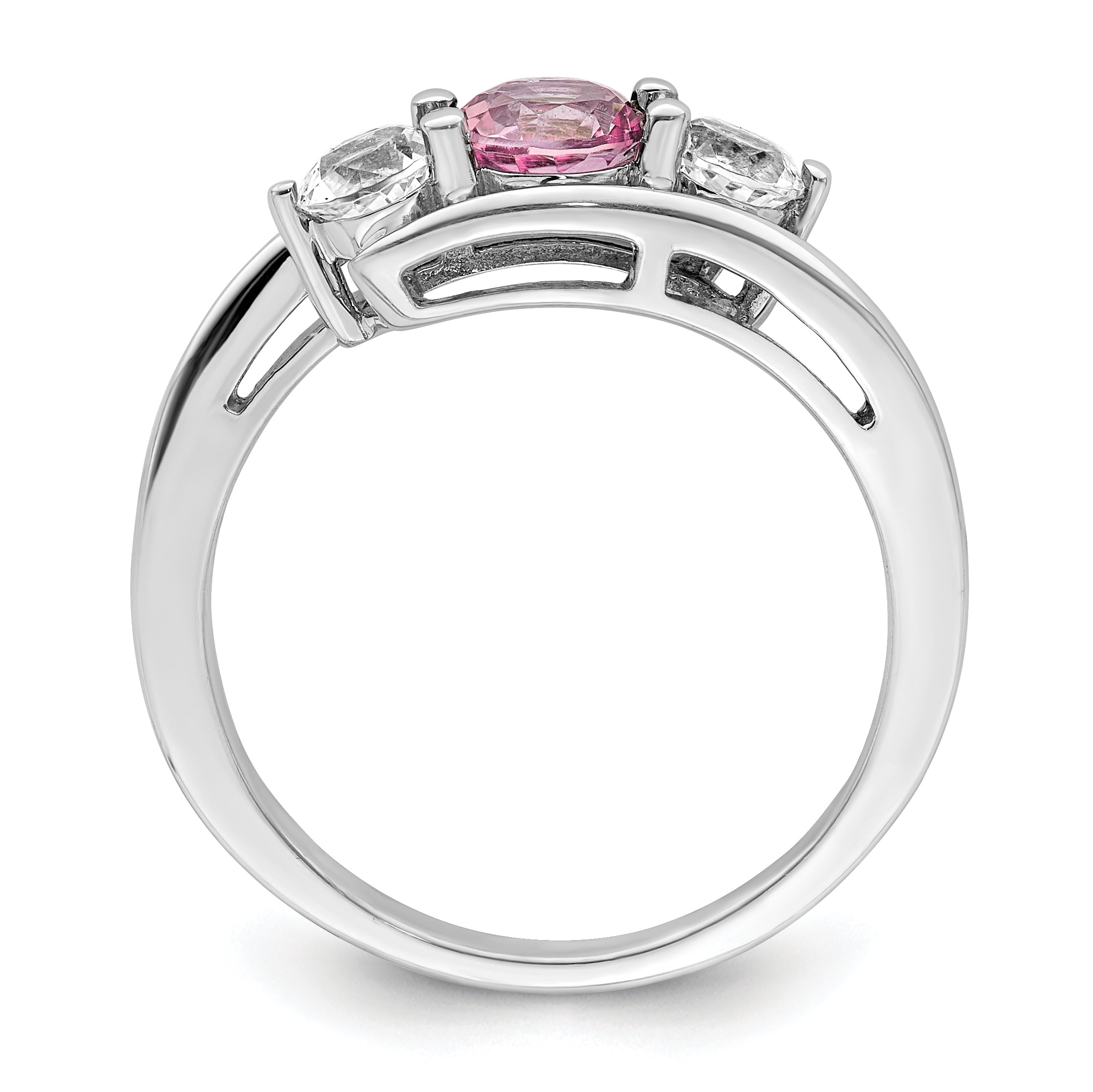 Sterling Silver Survivor Collection Rhodium Plated White And Pink Topaz Sue Ring