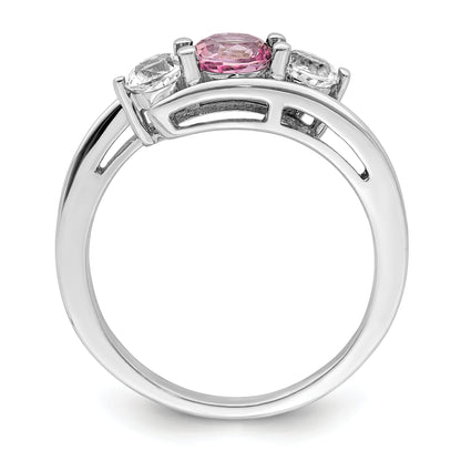 Sterling Silver Survivor Collection Rhodium Plated White And Pink Topaz Sue Ring