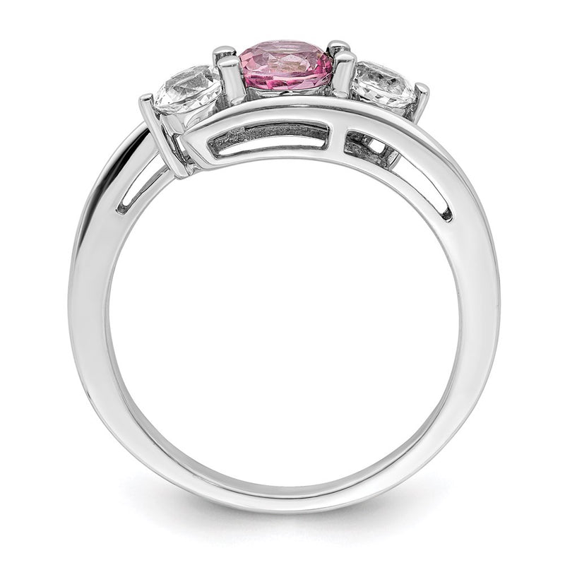 Sterling Silver Survivor Collection Rhodium Plated White And Pink Topaz Sue Ring