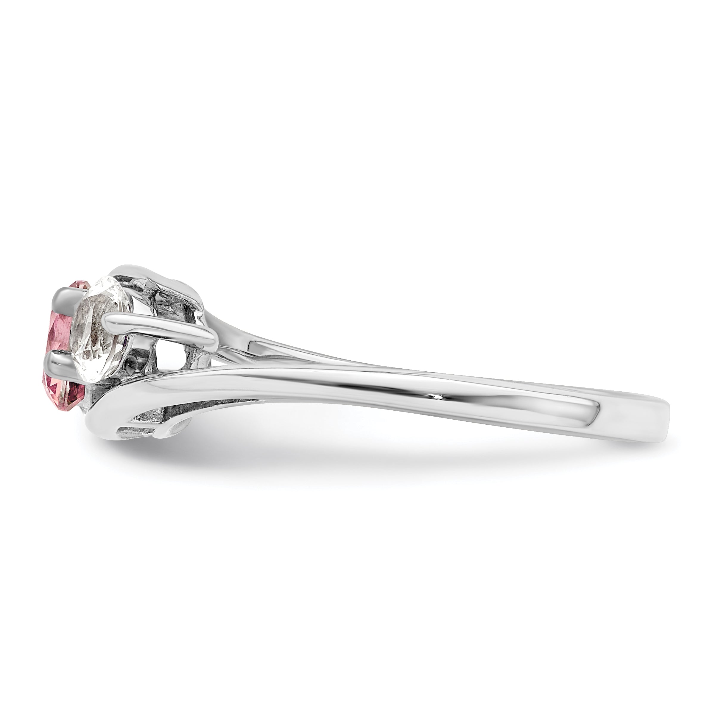 Sterling Silver Survivor Collection Rhodium Plated White And Pink Topaz Sue Ring