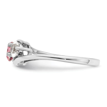Sterling Silver Survivor Collection Rhodium Plated White And Pink Topaz Sue Ring
