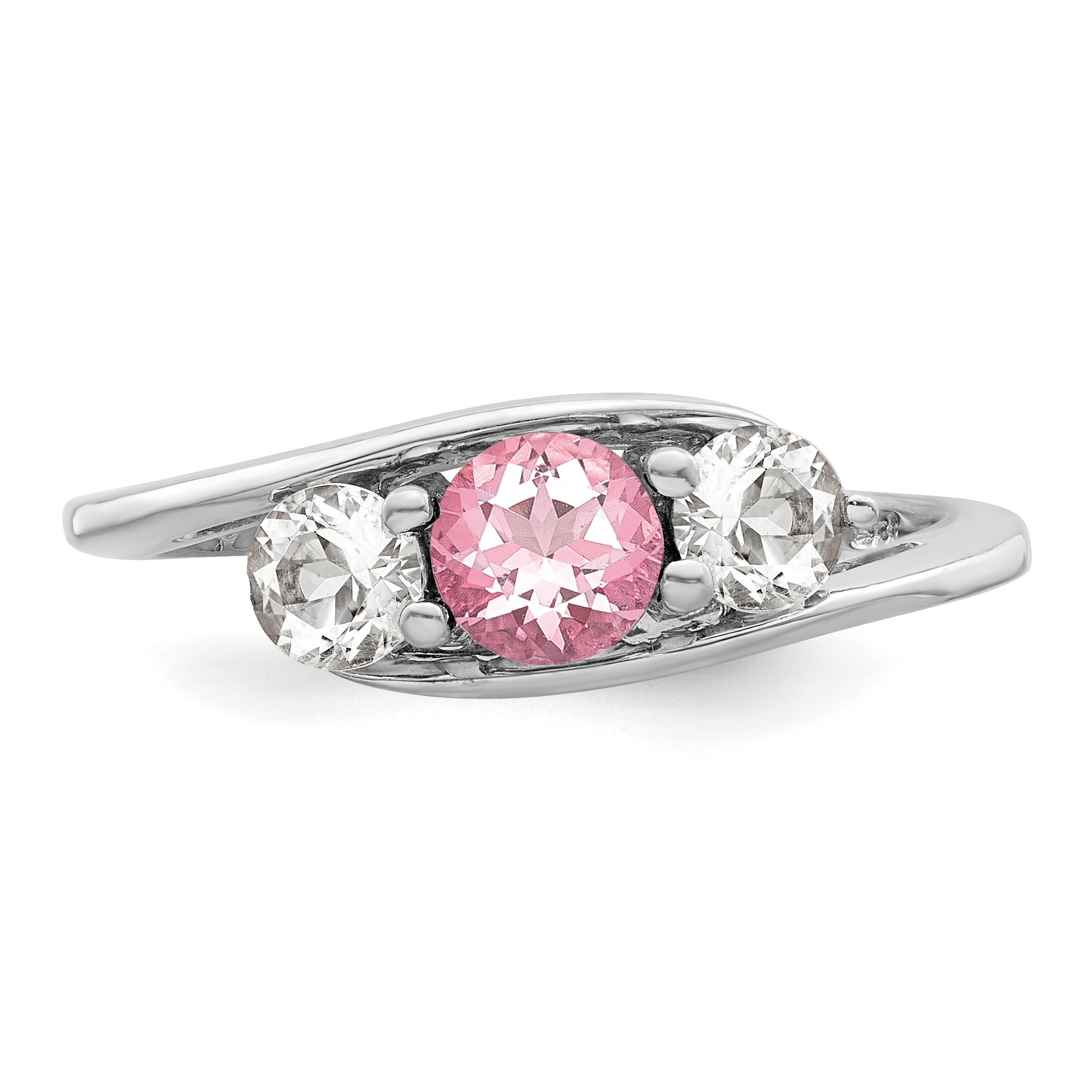 Sterling Silver Survivor Collection Rhodium Plated White And Pink Topaz Sue Ring