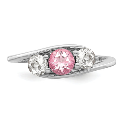 Sterling Silver Survivor Collection Rhodium Plated White And Pink Topaz Sue Ring