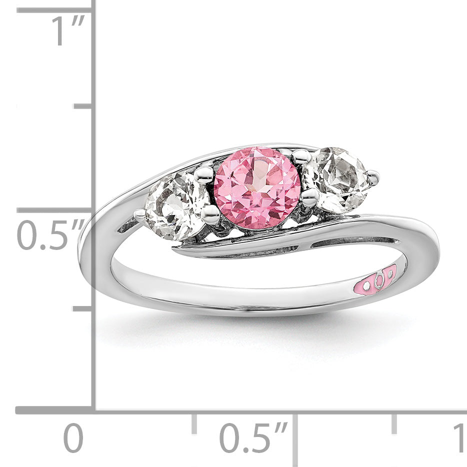 Sterling Silver Survivor Collection Rhodium Plated White And Pink Topaz Sue Ring