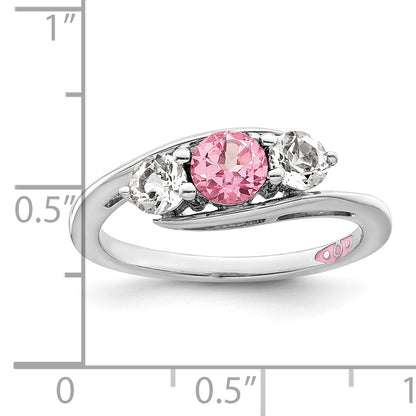 Sterling Silver Survivor Collection Rhodium Plated White And Pink Topaz Sue Ring