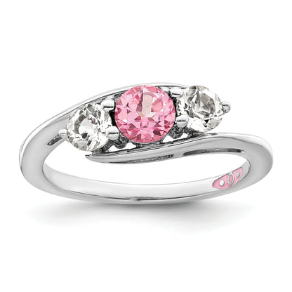 Sterling Silver Survivor Collection Rhodium Plated White And Pink Topaz Sue Ring