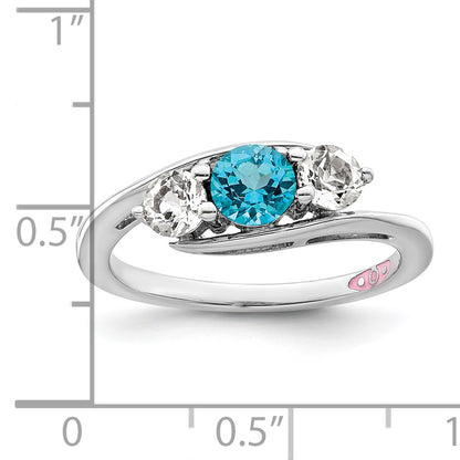 Sterling Silver Survivor Collection Rhodium Plated White And Blue Topaz Sue Ring