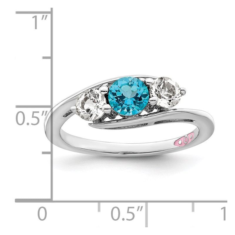 Sterling Silver Survivor Collection Rhodium Plated White And Blue Topaz Sue Ring