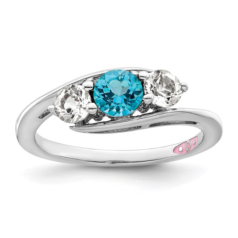 Sterling Silver Survivor Collection Rhodium Plated White And Blue Topaz Sue Ring