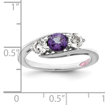 Sterling Silver Survivor Collection Rhodium Plated White And Purple Topaz Sue Ring
