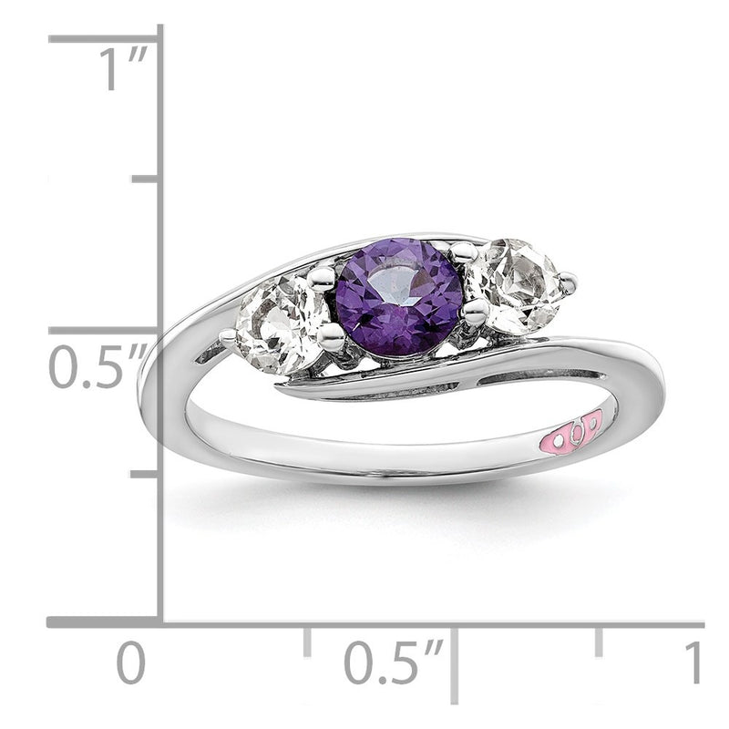 Sterling Silver Survivor Collection Rhodium Plated White And Purple Topaz Sue Ring
