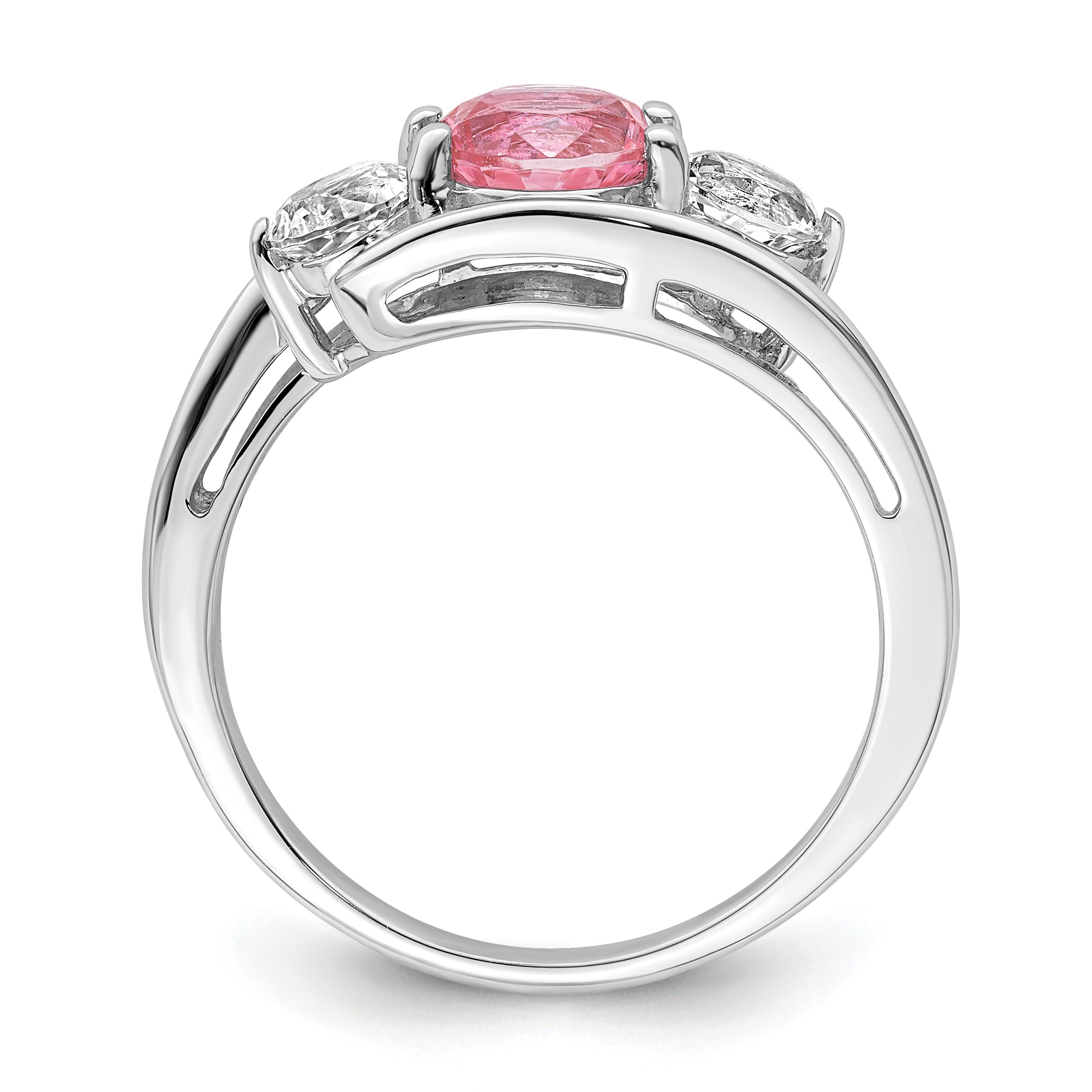 Sterling Silver Survivor Collection Rhodium Plated White And Pink Topaz Sue Ring
