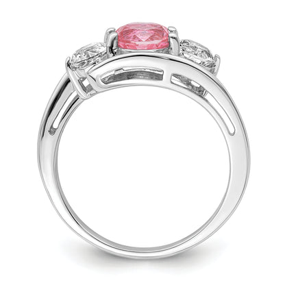 Sterling Silver Survivor Collection Rhodium Plated White And Pink Topaz Sue Ring