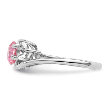 Sterling Silver Survivor Collection Rhodium Plated White And Pink Topaz Sue Ring