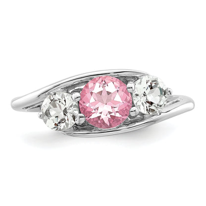 Sterling Silver Survivor Collection Rhodium Plated White And Pink Topaz Sue Ring