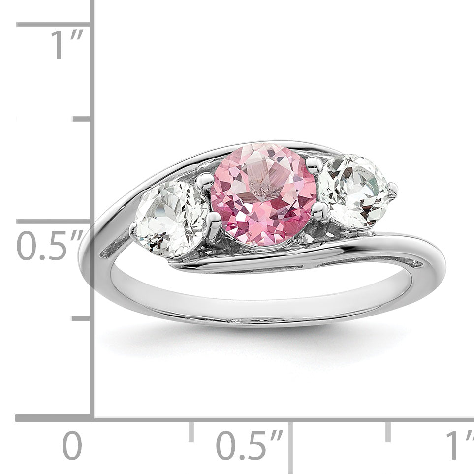 Sterling Silver Survivor Collection Rhodium Plated White And Pink Topaz Sue Ring